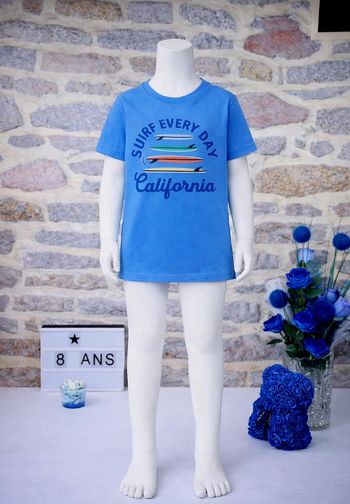 T-shirt manches courtes bleu Surf Garçon taille 8 ans marque TAO 🎸