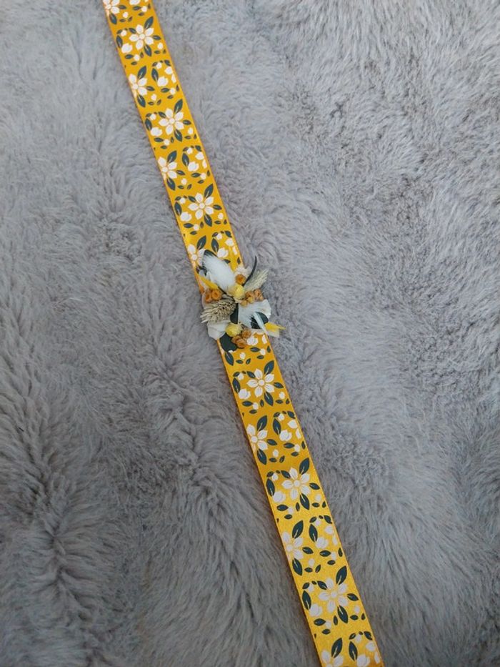 Bracelet ruban fleurs séchées - photo numéro 3