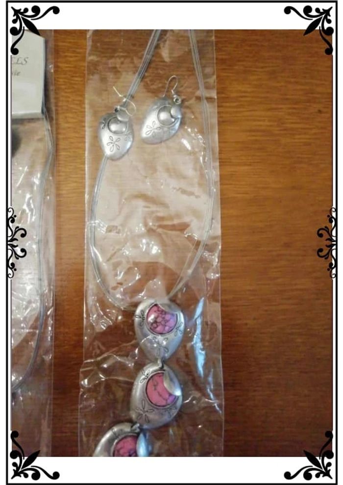 Lot 2 parures bijoux rose vintage - photo numéro 7