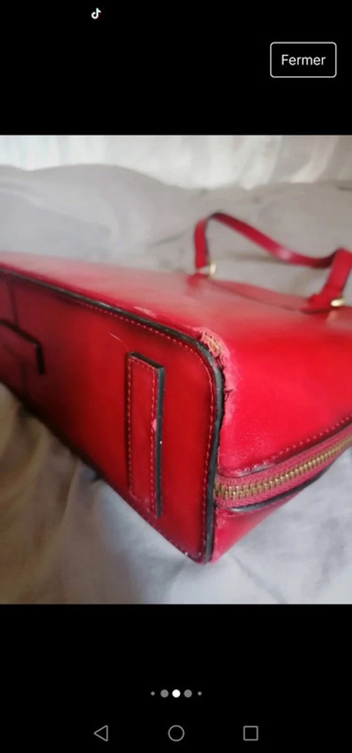 Sac vintage Katana cuir rouge véritable - photo numéro 7