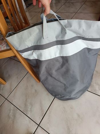 Grand sac fourre-tout gris et blanc
