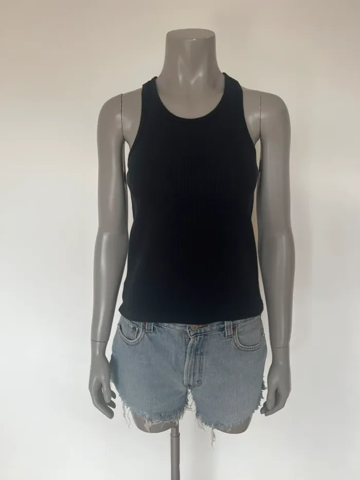 Ay the label top côtelé Billie noir taille S