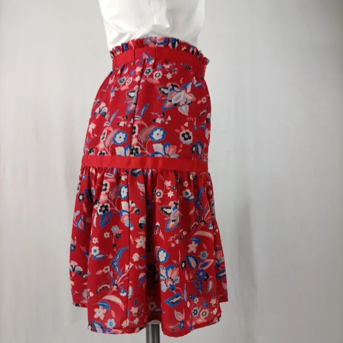 Jupe courte rouge imprimée fleuri - Liu Jo Milano - Taille 42 (estimé) - LE A968 - photo numéro 4