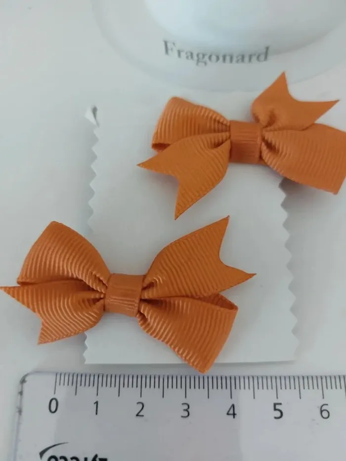 Lot de 2 barrettes nœud papillon moutarde