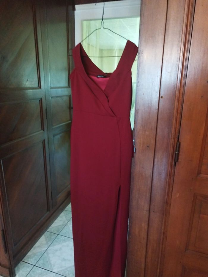 Robe longue évasé rouge bordeaux vintage S/36 - photo numéro 8
