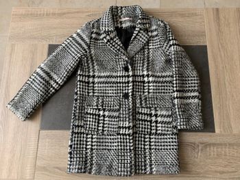 Très belle veste longue laine pied de poule 10 ans tbe