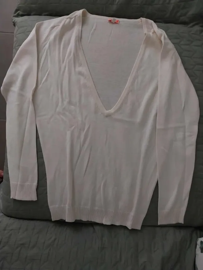 Pull blanc cassé grand col TM - photo numéro 2