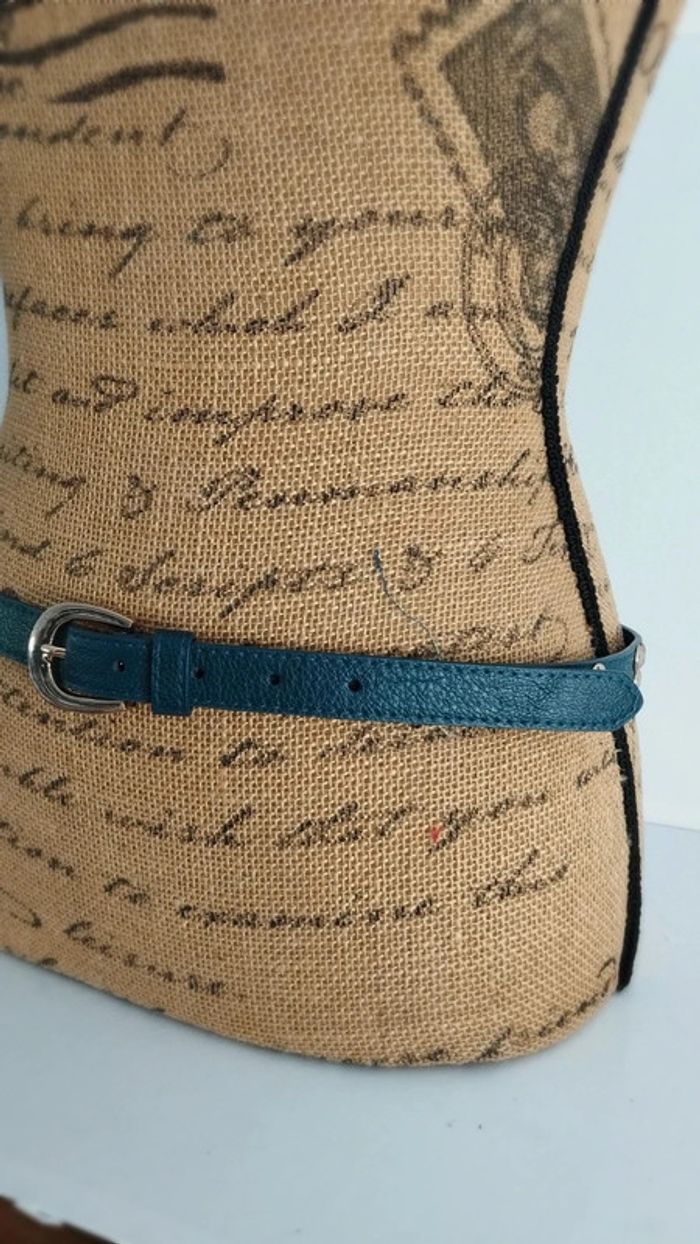Ceinture bleu canard ronds doré 90 cm - photo numéro 5