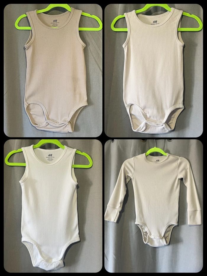 Lot de 4 bodys coton H&M mixte excellent état très peu porté taille 18 mois / 2 ans