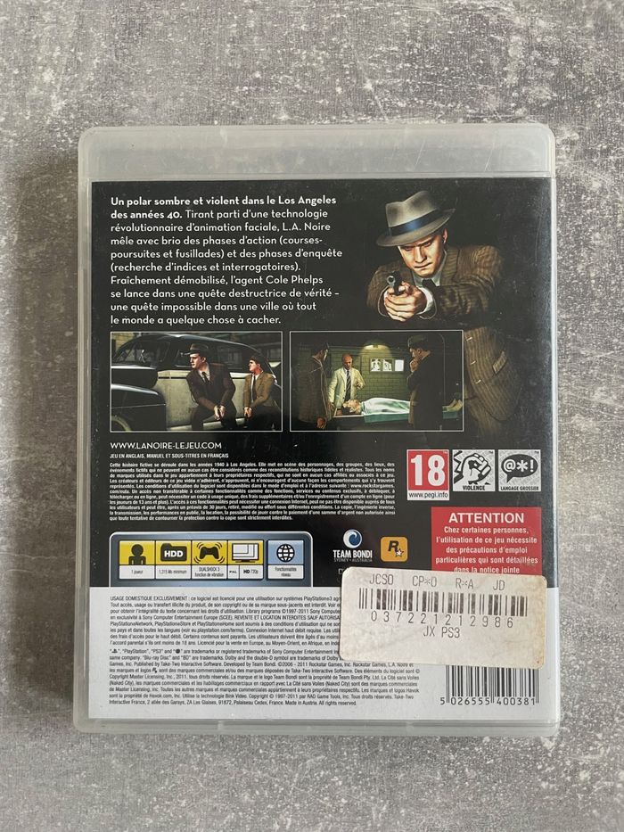 Jeu pour Sony PS3, L.A noire en français. - photo numéro 3
