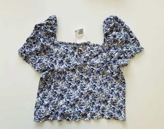 Blouse à fleurs bleues - L - H&M - neuf