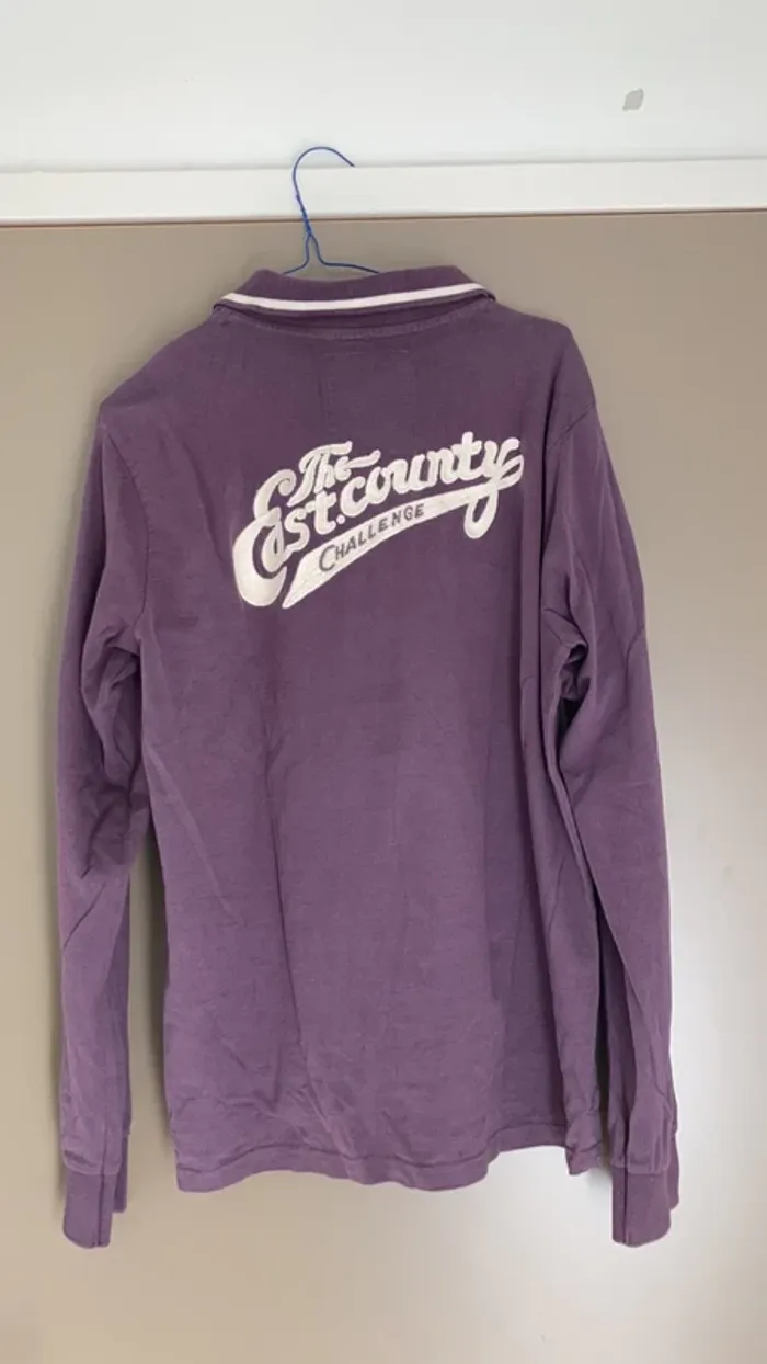 T-shirt homme manches longues col polo brodé L Japan Rags lie de vin - photo numéro 6