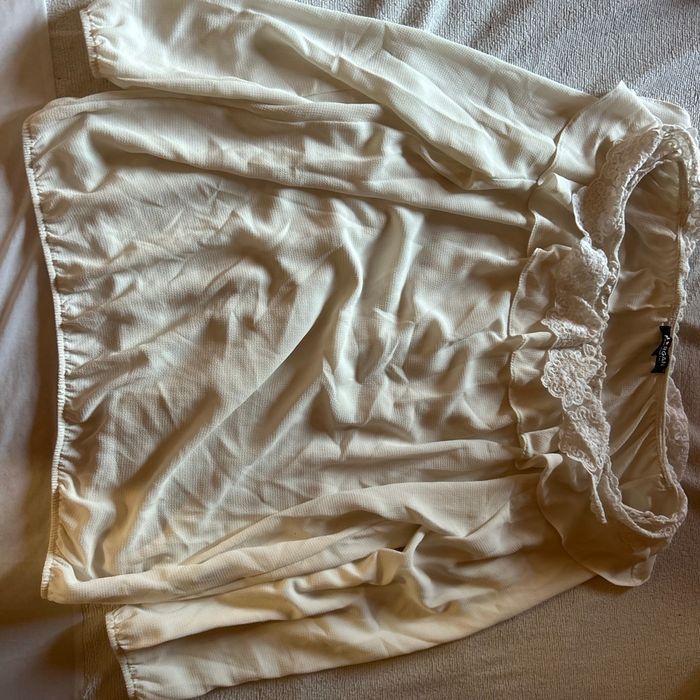 Pull léger blanc unis à dentelle - photo numéro 2