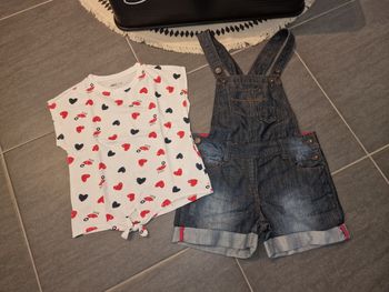T-shirt +salopette fille 10 ans