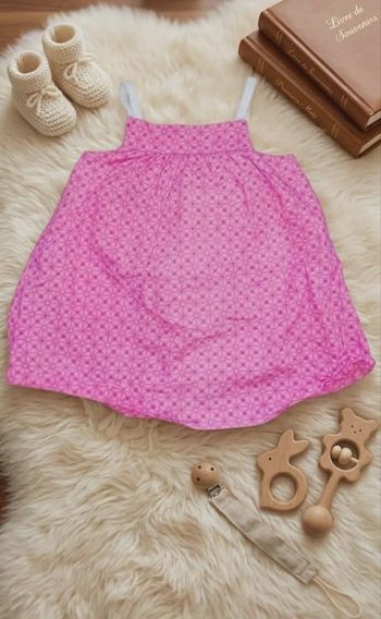Robe à bretelles Obaïbi - Rose à motifs - 12 mois