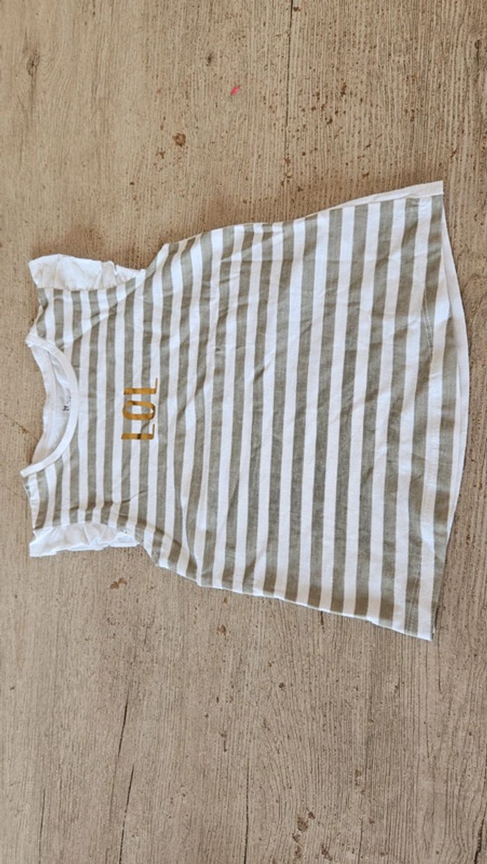 Blouse sans manche blanche à ligne grise, Zy Girl, 4/5 ans, neuve - photo numéro 3