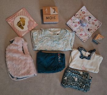 Ensemble Sergent Major bleu/vert 12M : body + legging + gilet + blouse + pantalon (TBE)