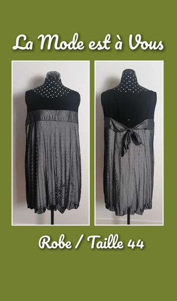 Robe fluide à volants noir gris Taille 44 La mode est à Vous