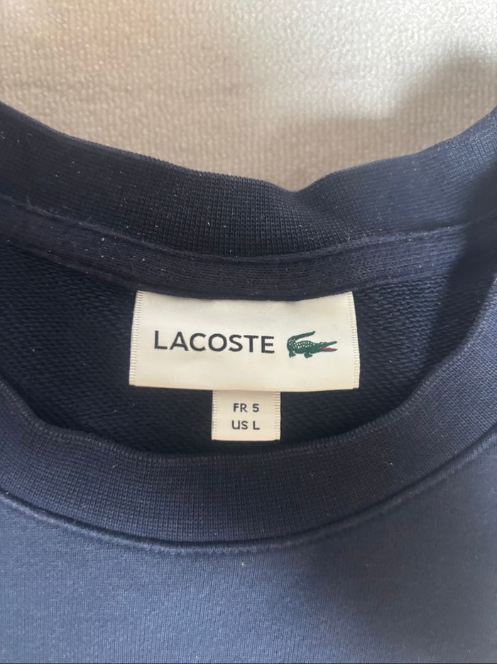 Sweat Lacoste bleu marine logo imprimé crocodile blanc taille M/L - photo numéro 3