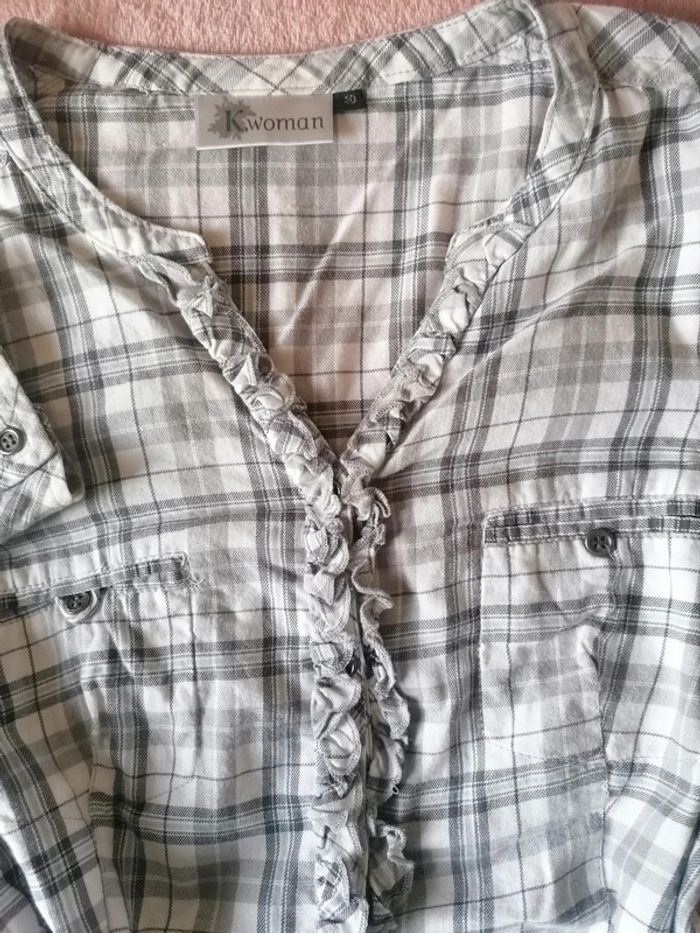 Chemise vintage grise et blanche à rayures - photo numéro 2