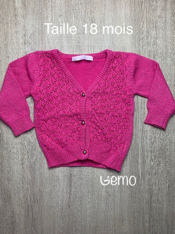 Gilet brodé rose - taille 18 mois