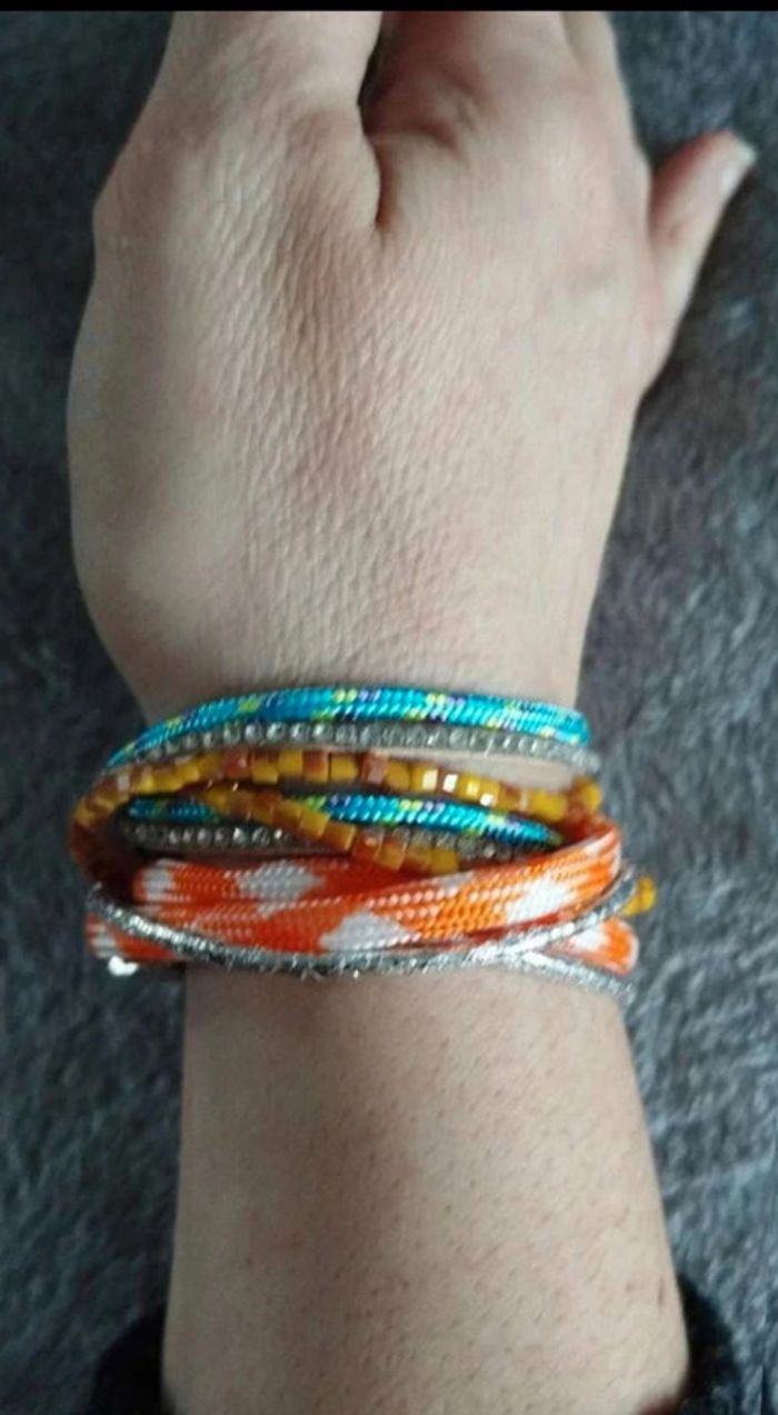Bracelet aimanté orange bleu - photo numéro 3
