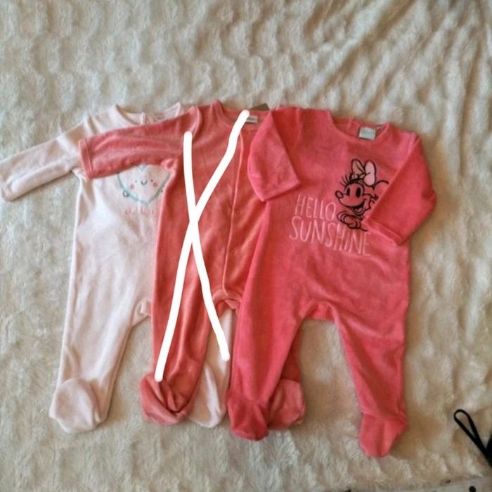 Lot de 3 pyjama bébé fille velours - photo numéro 3