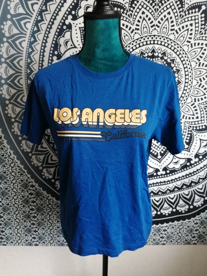 Tee-shirt bleu foncé avec écriture los angeles california / max mila paris / (M) - photo numéro 2