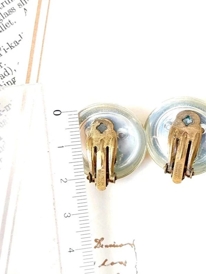 paire de boucles d'oreilles vintage made in germany, à clip, imprimée léopard - photo numéro 3