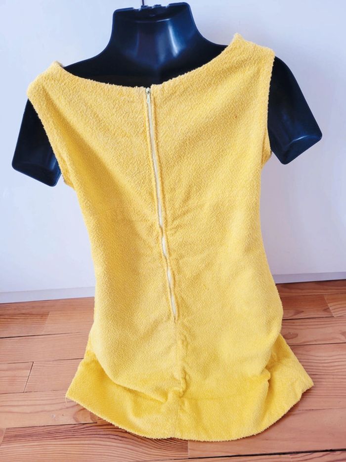 Vintage, Authentique Robe Mini années 60's jaune vif plage - photo numéro 5