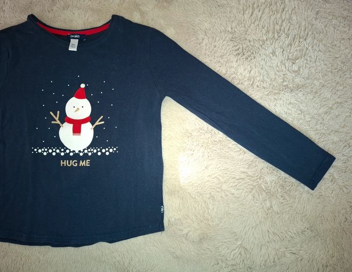 T shirt manche longue Bleu bonhomme de neige okaidi 8 ans - photo numéro 3
