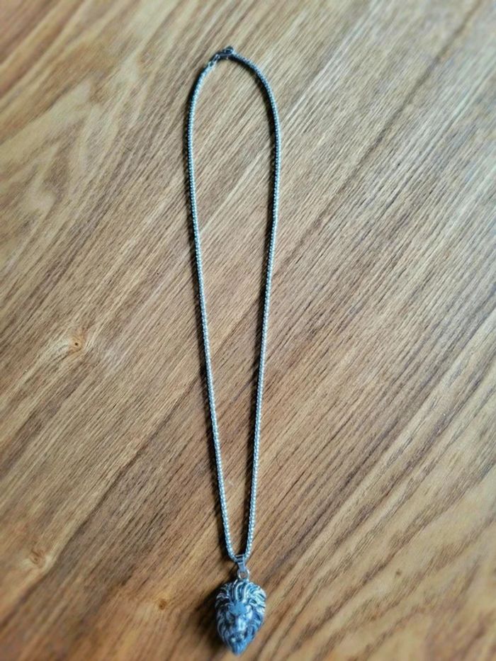 Collier tête de lion argenté – bijou symbole de force et courage – pendentif homme style guerrier - photo numéro 8
