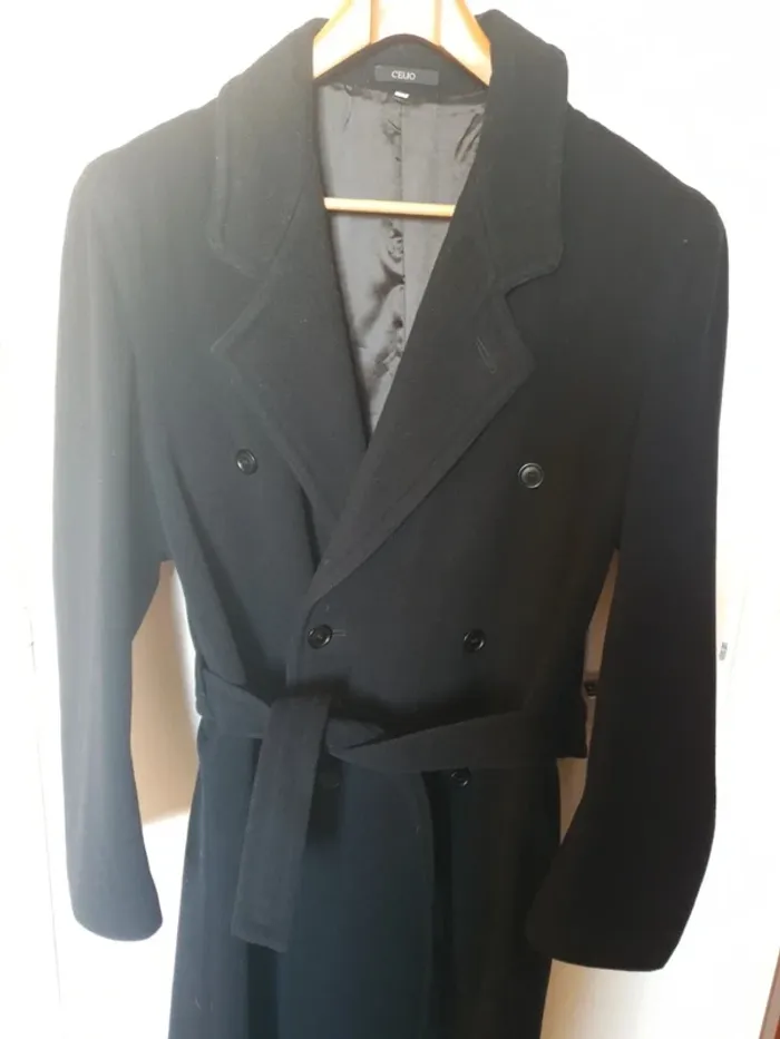 Manteau long croisé noir vintage Celio taille 50 - photo numéro 4