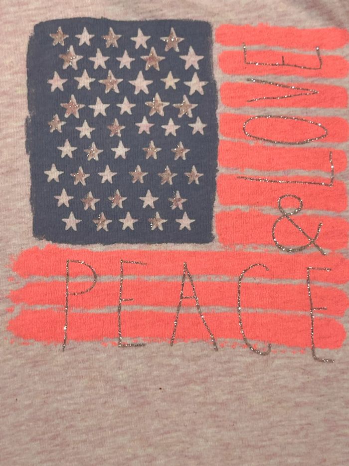 T-shirt fille drapeau usa  « love&peace » taille 2 ans Tape à l'oeil - photo numéro 2
