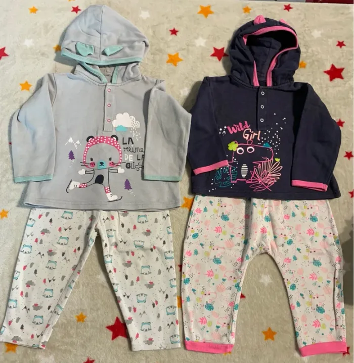 Lot 2 Ensembles Molletonnés Petit Béguin Marine et Gris Spécial Rentrée