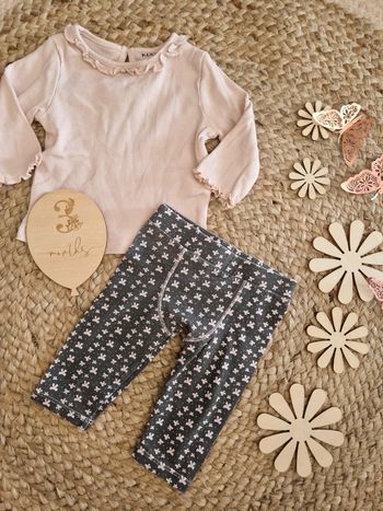 Ensemble t-shirt rose et legging gris kiabi bebe fille 3 mois