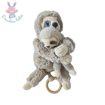 Doudou musical Paresseux et son bébé beige TEX