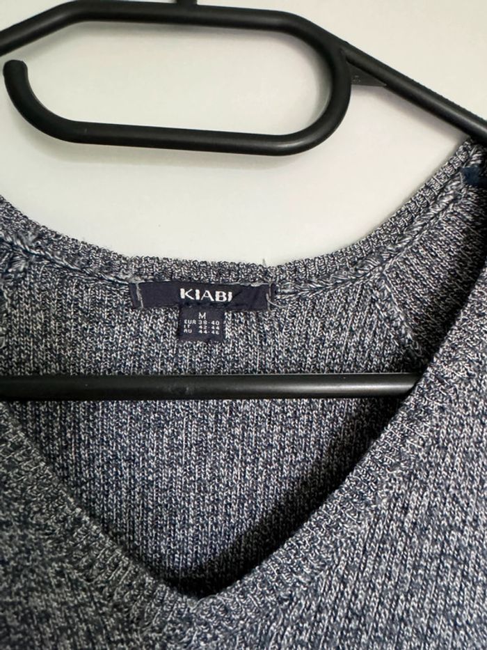Pull manches courtes bleu chiné - photo numéro 3