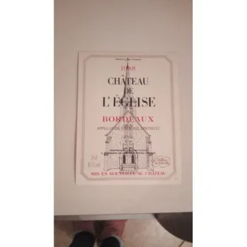 étiquette de vin château de l'église bordeaux 1988 neuve -