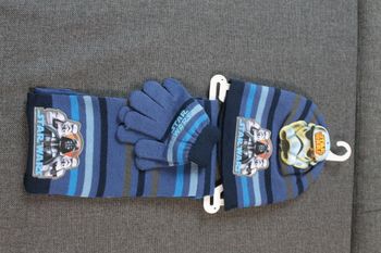 ensemble star wars bonnet gants écharpe bleu tu