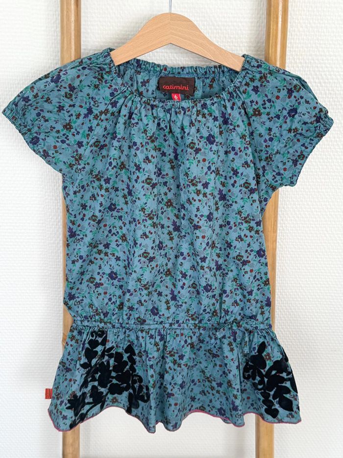 Robe manches courtes Catimini bleue à motifs Taille 6 ans