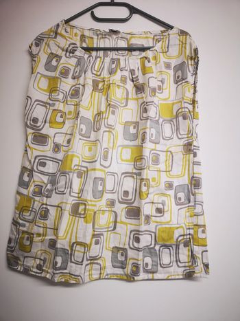 Blouse etal blanche motif gris jaune 38