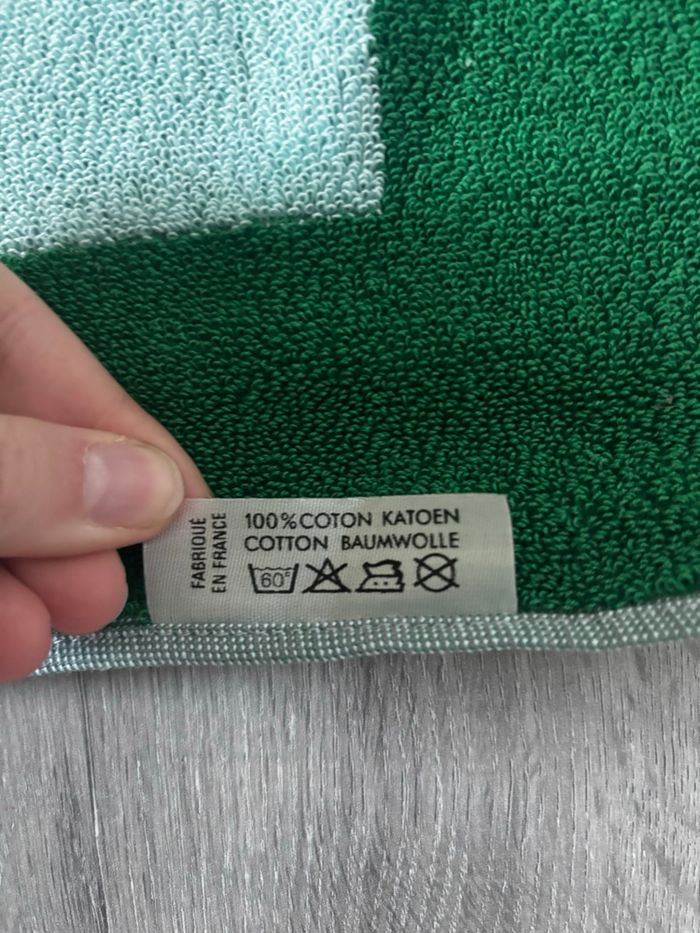 Vintage serviette de bain neuve motifs graphiques bleu et vert - photo numéro 4