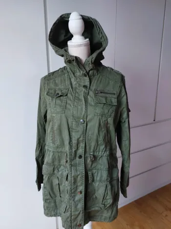 Parka non doublée kaki en coton