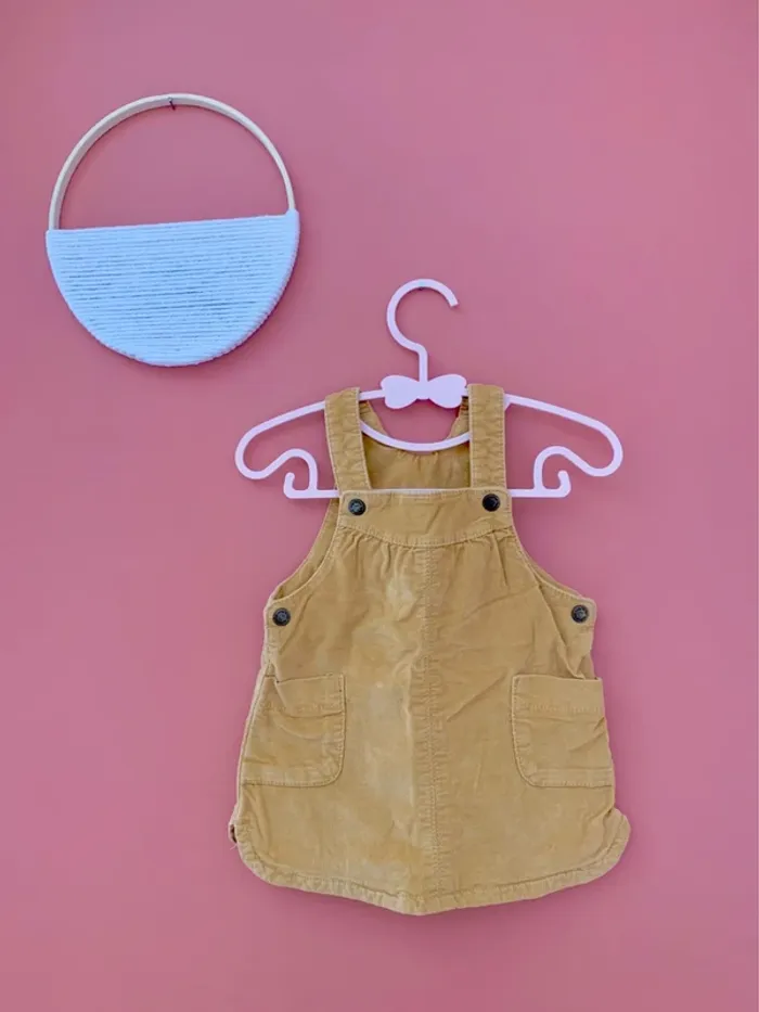 Robe salopette moutarde en velours côtelé - TAO - 9 mois