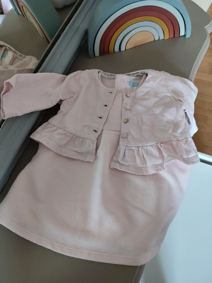 Ensemble robe et gilet rose pâle 6 mois Obaibi et Natalys - photo numéro 2