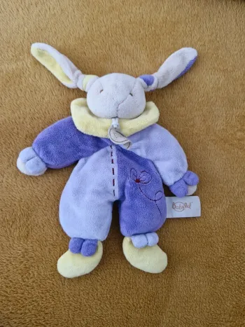 Peluche lapin violet jaune