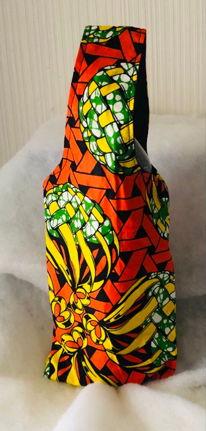 sac bouteille tissu wax 01 - photo numéro 2