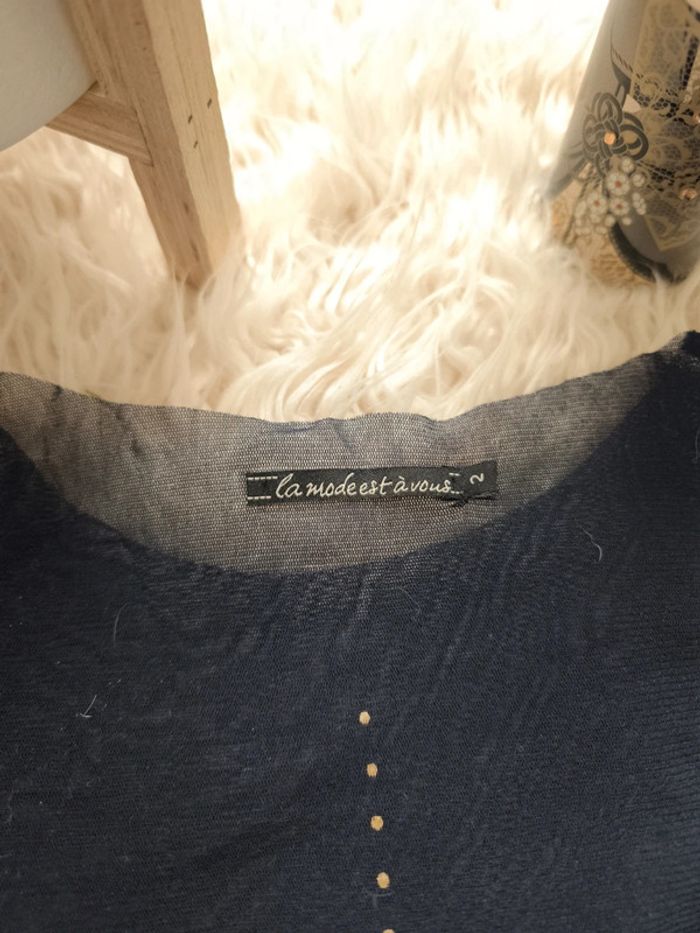 Lot de 3 hauts transparents / en dentelle taille 38 noir et bleu - photo numéro 4