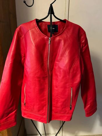 veste simili cuir rouge